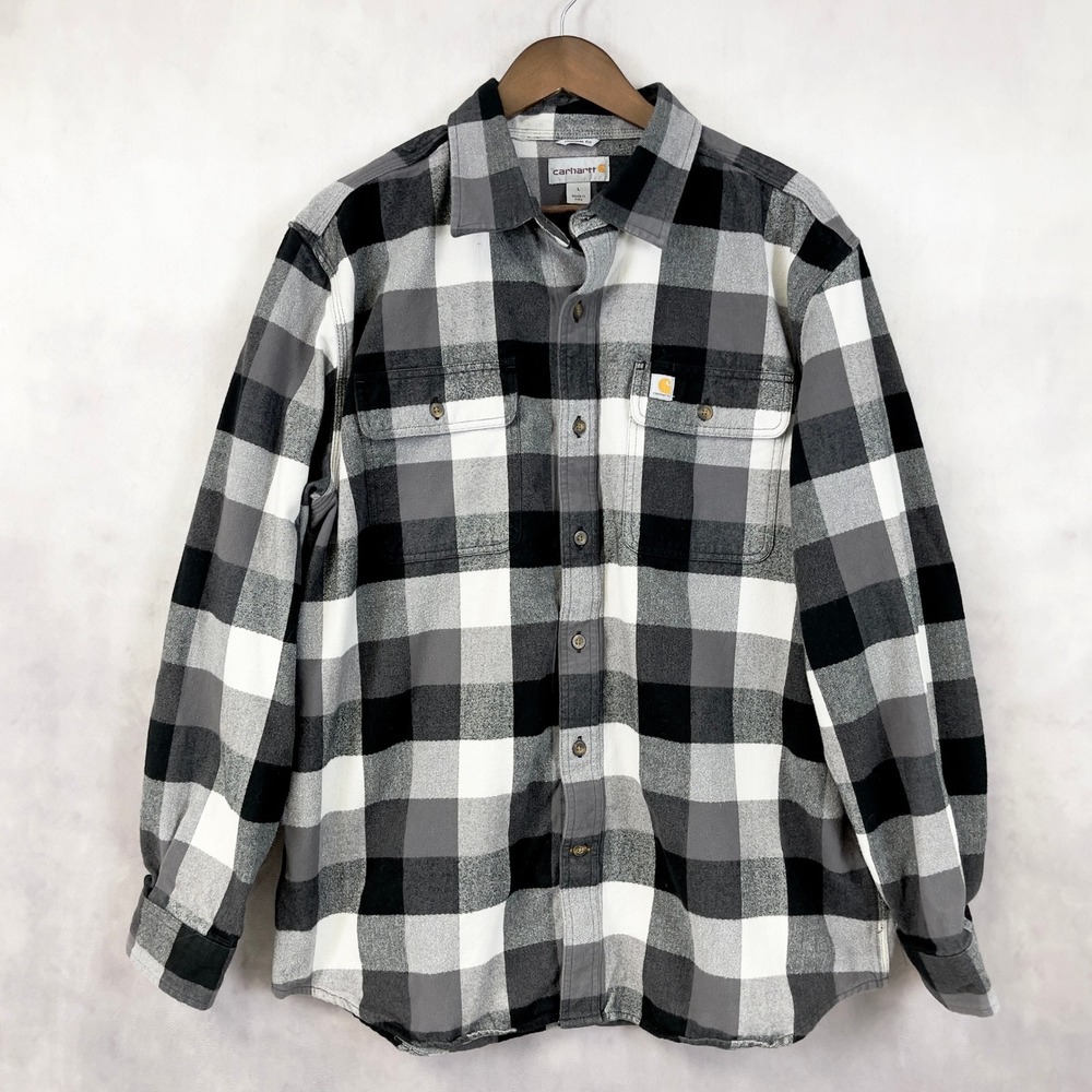 Carhartt Mens Hubbard Plaid Flannel Shirt Large Work Lumberjack Heritage Outdoor